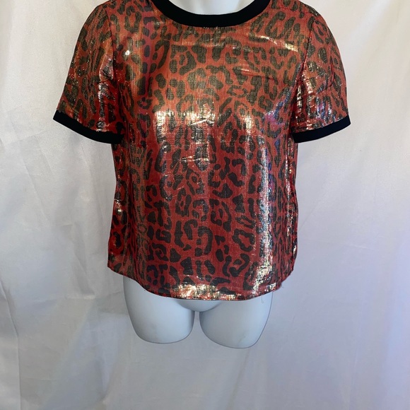 Alice + Olivia Leopard Print Silk  Top - Picture 2 of 11